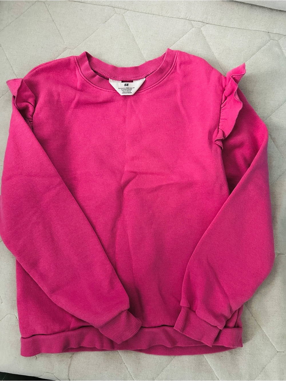 H&M Girls Hot Pink Ruffle-Shoulder Sweatshirt